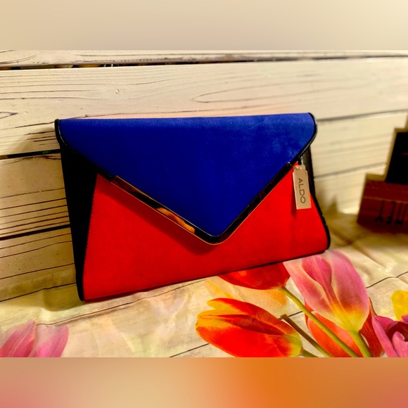 Aldo Handbags - Aldo Ganin Red & Blue Color-block Clutch